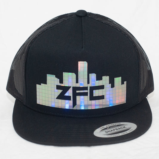 ZFC Hat Black Trucker with Silver Rainbow Disco Shine