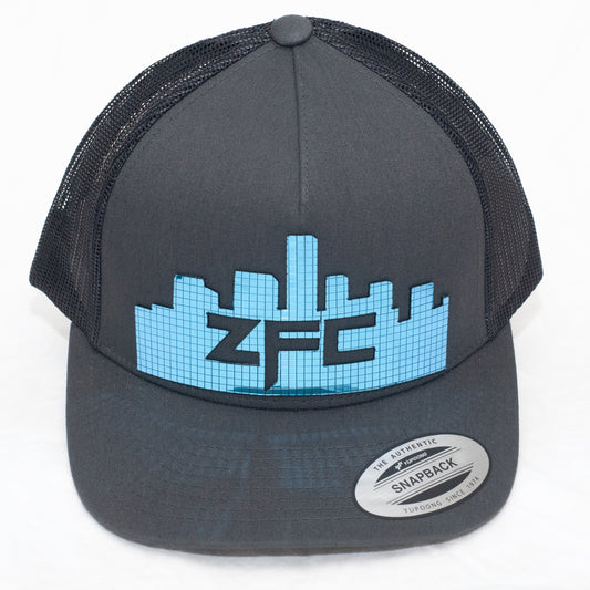 ZFC Hat Charcoal Trucker with Ice Blue Disco Shine