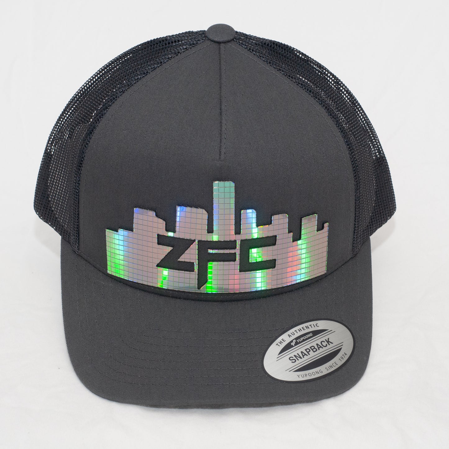 ZFC Hat Charcoal Trucker with Silver Rainbow Disco Shine